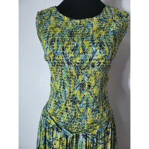 Terra & Sky Sleeveless Maxi Yellow Blue Floral Sundress Resort Casual size 1X
